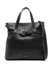 Coccinelle Black Leather Tote Bag With Belt In Black