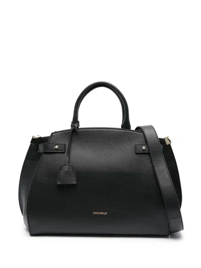 Coccinelle Logo-stamp Leather Bag In Black