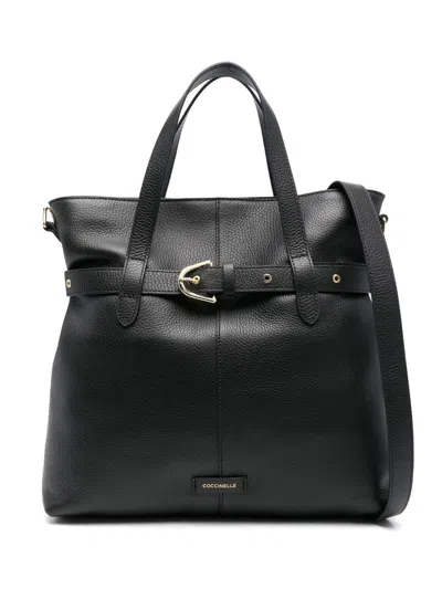 Coccinelle Black Leather Tote Bag With Belt