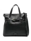 Coccinelle Black Leather Tote Bag With Belt In Black