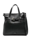 Coccinelle Black Leather Tote Bag With Belt In Black