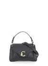 Coccinelle Structured Cowhide Leather Handbag With Adjustable Strap In Black