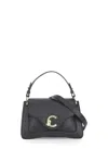 Coccinelle Structured Cowhide Leather Handbag With Adjustable Strap In Black