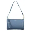 Coccinelle Leather Shoulder Bag Removable Handle Strap In Blue