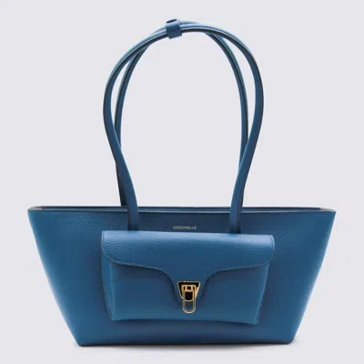 Coccinelle Blue Leather Turnlock Pocket Shoulder Bag