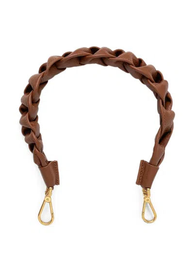 Coccinelle Boheme Braided Calf Leather Shoulder Strap In Brown