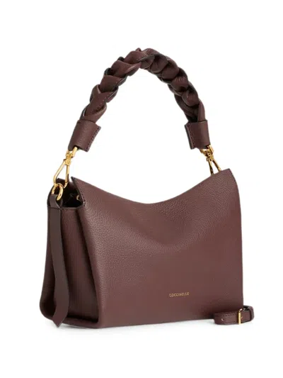 Coccinelle Small Boheme Braided Leather Shoulder Bag In Brown