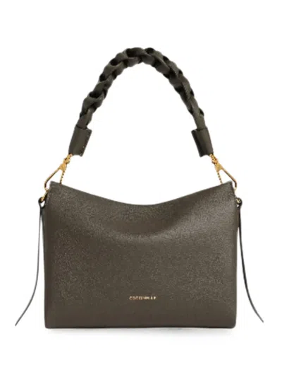Coccinelle Boheme Braided-handle Leather Tote Bag In Green