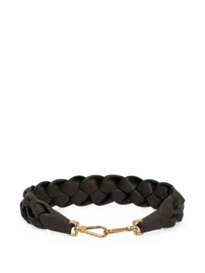 Coccinelle Boheme Braided-leather Shoulder Strap In Brown