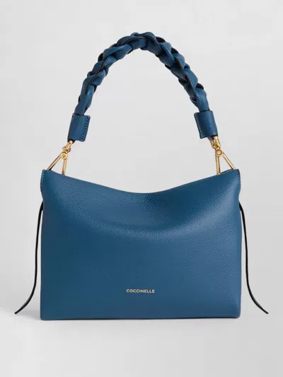 Coccinelle Boheme Grana Shoulder Bag Braided Handle In Blue