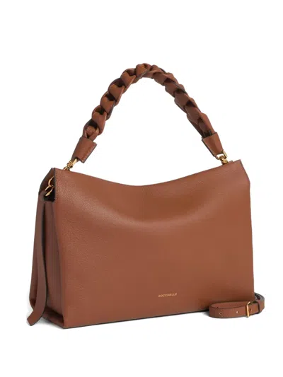 Coccinelle Boheme Leather Tote Bag In Brown