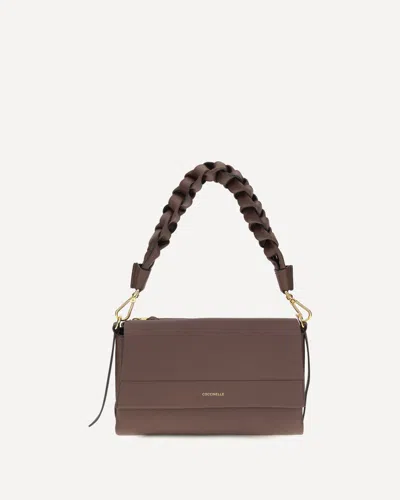 Coccinelle Brown Calf Leather Bos Taurus Shoulder Bag In Gray