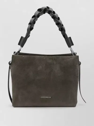 Coccinelle Boheme Small Clutch Bag Suede Strap In Gray