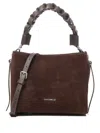Coccinelle Braided-handle Suede Shoulder Bag In Brown
