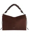 Coccinelle Suede And Grained Leather Shoulder Bag Boheme Suede Bimaterial Medium In Brown