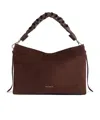 Coccinelle Suede And Grained Leather Shoulder Bag Boheme Suede Bimaterial Medium In Brown