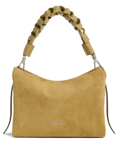 Coccinelle Boheme Suede Braided-detail Shoulder Bag In Brown
