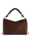 Coccinelle Suede And Grained Leather Shoulder Bag Boheme Suede Bimaterial Medium In Brown