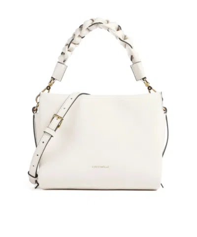 Coccinelle Boheme Zipped Small Tote Bag In White