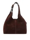 Coccinelle Structured Suede Shoulder Bag With Detachable Strap In Brown