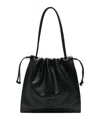 Coccinelle Black Vitello Leather Handbag With Drawstring Closure In Black