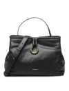 Coccinelle Structured Calfskin Shoulder Bag With Gold-tone Clasp In Black