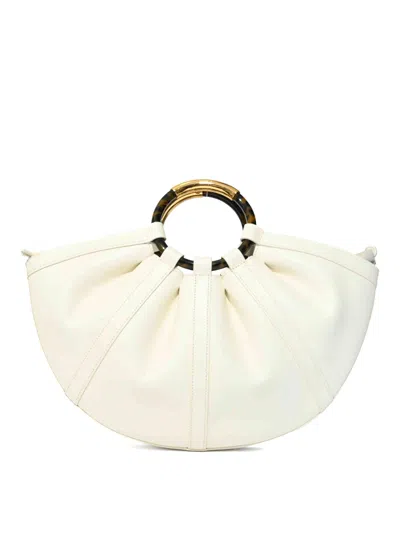 Coccinelle Shell Large Leather Bag With Pearl Handles In Multi