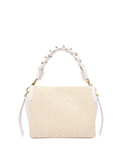 Coccinelle White Boheme Bicolor Straw Handbag