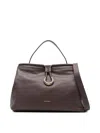 Coccinelle Structured Brown Calfskin Handbag With Gold-tone Detail In Brown