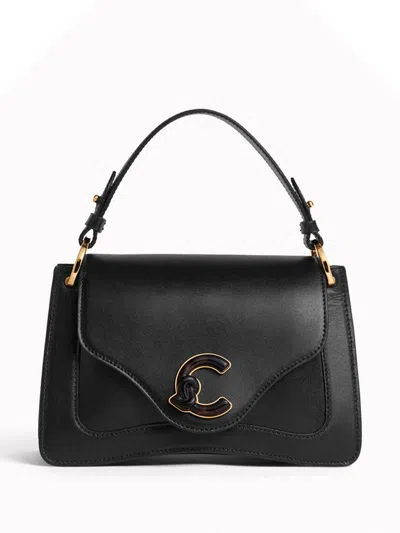 Coccinelle Borsa A Mano Nera In Pelle Con Logo  In Black