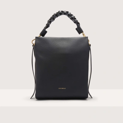 Coccinelle Two-sided Leather Shoulder Bag Boheme Medium In Noir/cuir
