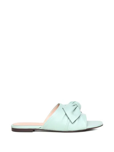 Coccinelle Bow-detail Leather Flat Sandals In Green