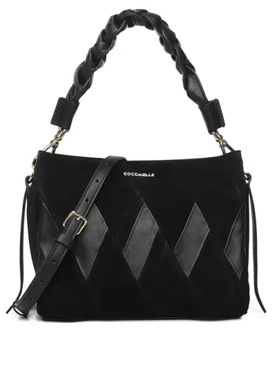 Coccinelle Braided Handle Panelled Tote Bag In Black