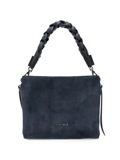 Coccinelle Braided-handle Suede Tote Bag In Blue