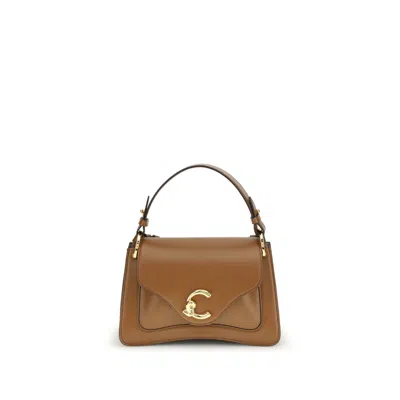 COCCINELLE BROWN CALF LEATHER BOS TAURUS HANDBAG