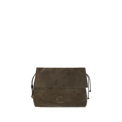 Coccinelle Brown Calf Leather Bos Taurus Shoulder Bag In Green