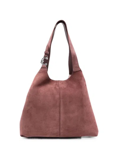 Coccinelle Brown Suede Bucket Bag With Silver Logo Buckle