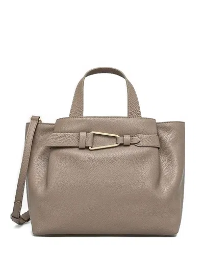 Coccinelle Buckle-detail Top-handle Tote Bag In Brown