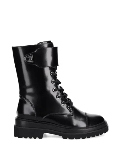 Coccinelle Buckle Lace-up Boots In Black