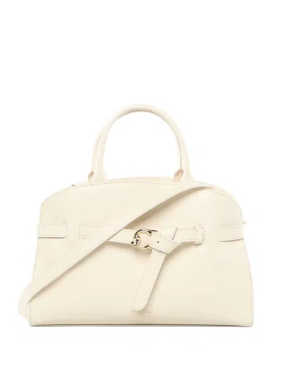 Coccinelle Buckle-strap Tote Bag In White