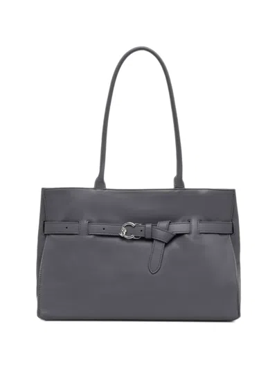 Coccinelle Buckled Leather Tote Bag In Gray
