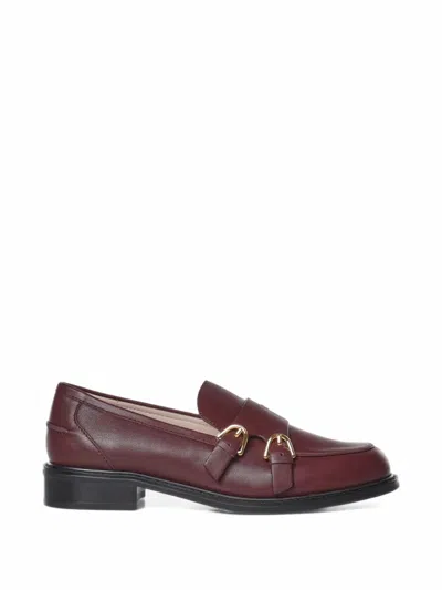 Coccinelle Buckle-detail Leather Loafers In Burgundy