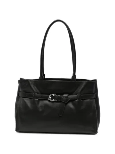 Coccinelle Buckle-detail Leather Shoulder Bag In Black