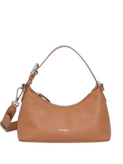 Coccinelle Buckle-detail Leather Tote Bag In Brown