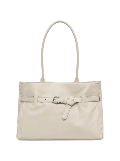 Coccinelle Buckle-detail Logo-print Tote Bag In Neutral
