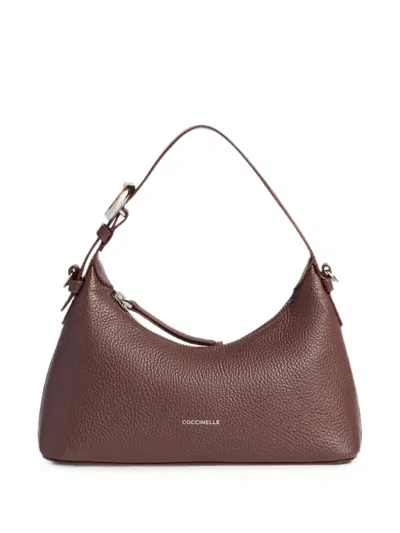 Coccinelle Buckle-detail Pebbled-leather Tote Bag In Brown