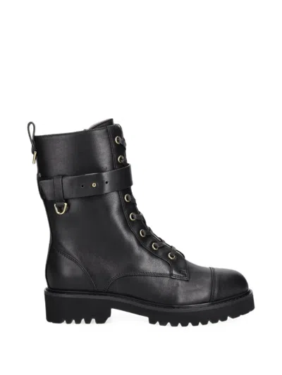 Coccinelle Buckled-strap Lace-up Combat Boots In Multi