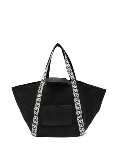 Coccinelle C-bounce Canvas Tote Bag In 黑色