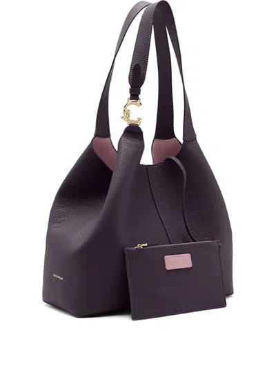 Coccinelle C-easy Leather Shoulder Bag In Purple