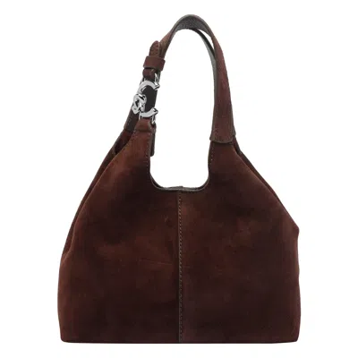 Coccinelle C-easy Suede Shoulder Bag Small In Brown